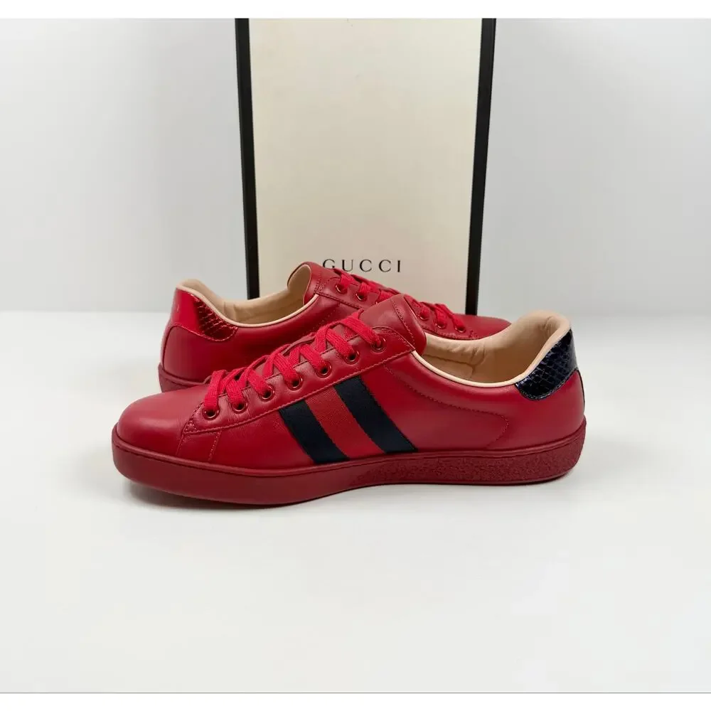 Size 9.5US - Gucci Ace Low Top Red Leather